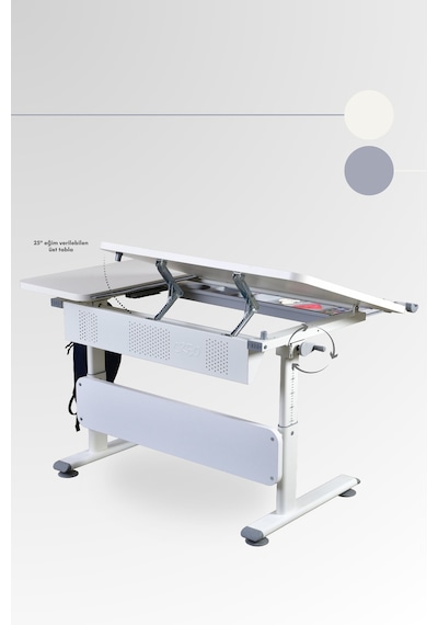 Vega Basic Yükseklik Ve Eğim Ayarlı Ekru Çalışma Masası, Çekmeceli Bilgisayar Ve Ofis Masası, Gri Gri Vega Basic Yükseklik Ve Eğim Ayarlı Ekru Çalışma Masası, Çekmeceli Bilgisayar Ve Ofis Masası, Gri Gri