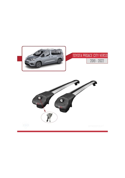 Toyota Proace City Verso 2019-2022 Arası İle Uyumlu Ace-1 Ara Atkı Tavan Barı Gri