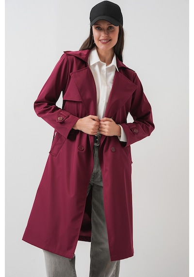 Bigdart 5918 Kruvaze Yaka Trençkot - Bordo