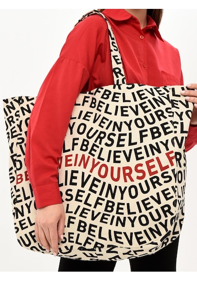Çınar Bez Çanta Bagg Belive İn Yourself Baskılı Bez Çanta - Standart
