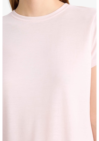 Defacto Regular Fit Bisiklet Yaka Basic Düz Kısa Kollu Tişört F4213axnspn38 Pembe