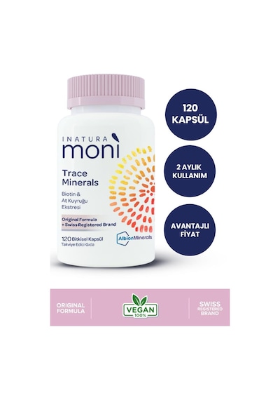 Inatura Moni Trace Minerals Biotin & At Kuyruğu Ekstresi 120 Kapsül