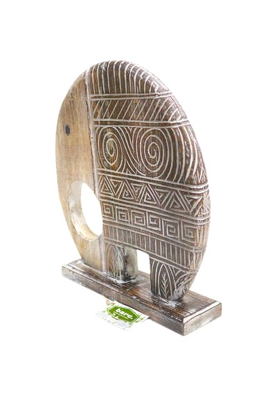 Ahşap Dekoratif Soyut Fil 40cm Fil Biblo