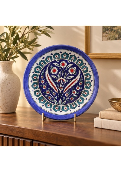 Atelier4you El Yapımı Klasik İznik Çini Desenli Dekoratif Tabak 33 Cm