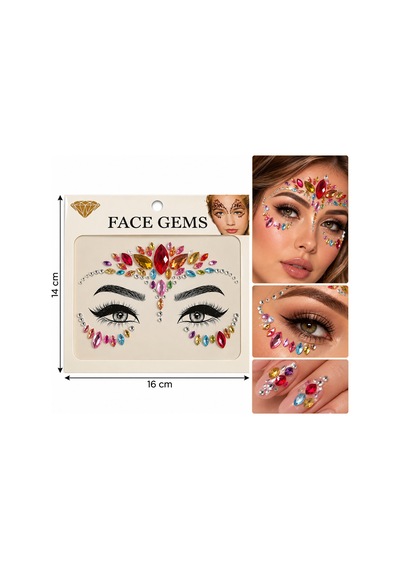 Renkli Model Yapışkanlı Yüz Taşı Face Gems Taşlı Yüz Ve Vücut Süsü