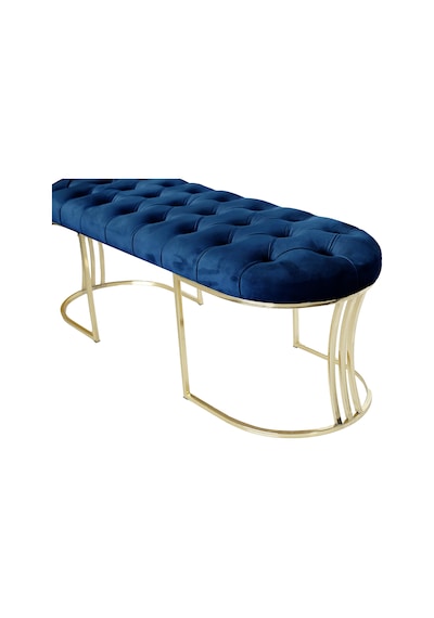 VİEGO GOLD MAVİ-Kapitoneli Model Puf&Bench&Koltuk-Oturak-Uzun Makyaj Puff-Yatak Odası Ucu&Önü