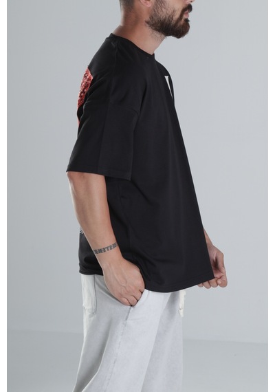 Cocopelli Halı Desenli Siyah Tasarım T-shirt Coc1493 Siyah