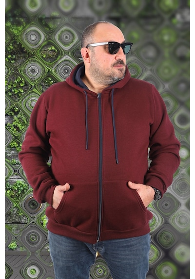 Moc Grande Mocgrande Büyük Beden Unisex Kapüşonlu 3Ip Sweat 11701 Murdum Mürdüm