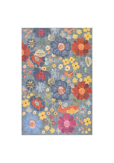 Cool Halı Coloris Çiçekli Renkli Halı Retro Floral Maximalist İnce Yazlık Dekoratif Genç Odası Halı