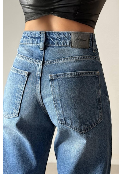 Lacarino 7650 Baggy Flare Kadın Jean Pantolon Blue