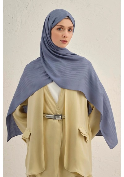 Armine Lyocell Viscon Stripes Desenli Şal 2 Mavi