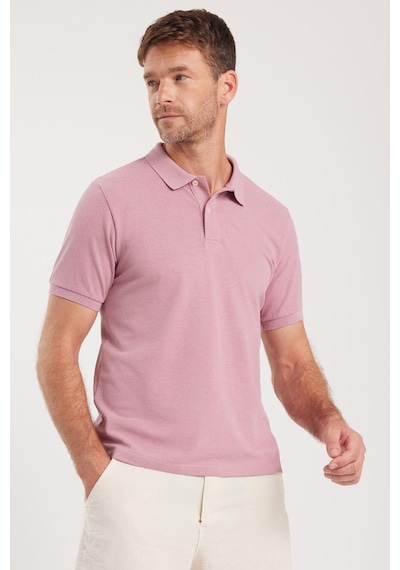 Tudors Erkek Slim Fit Dar Kesim Pamuklu Yumuşak Dokulu Serin Tutan Kumaş Düz Pike Lila Polo Yaka Tişört-33707 Lila