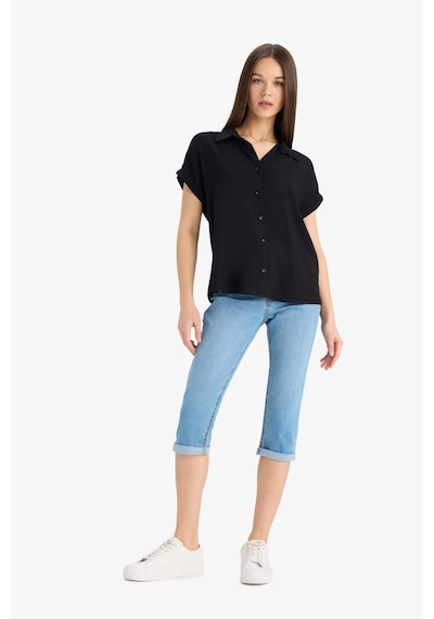 DeFacto Regular Fit Basic Düz Viskon Kısa Kollu Gömlek N7819AZ25SPBK27