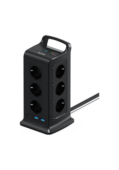 S-link Prz02 Voltbar 12 Soketli 2 Usb+type-c Pd Hızlı Şarjlı 2m 1050 Joule Tam Bakır Kablolu Kule Akım Koruma Grup Priz S-link