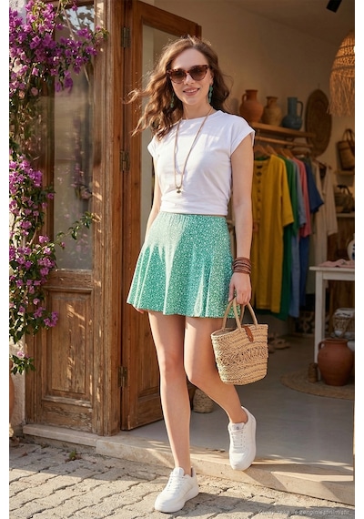 Lela Beli Lastikli Mini Şort Bayan Etek 5864024 Benetton