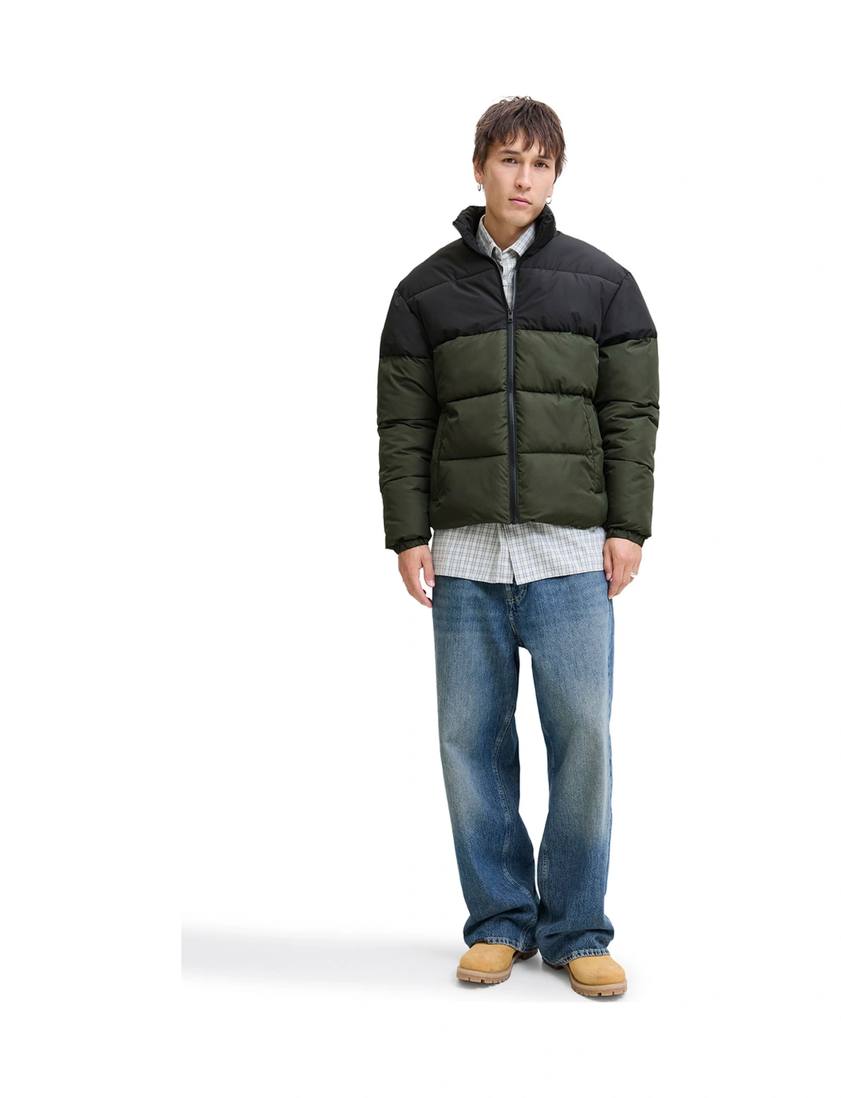 Jack & Jones Jjmaze Puffer Collar Haki Erkek Mont 000000000102352995 Haki