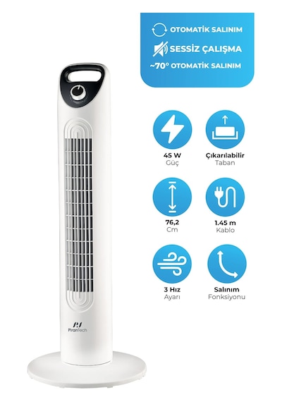 Pirantech Ev-30 Kule Tipi Vantilatör Sessiz Çalışma Şık Ve Modern Tasarım Ev Ve Ofis Kullanımı