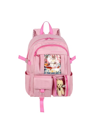 Waddell Kore Kawaii Tarzı Okul Sırt Çantası, Termal Beslenme Çantası Ve Kalemlik Pembe 26700