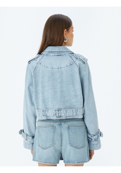 Koton Kruvaze Yaka Kemer Detaylı Oversize Biker Kot Ceket Açık İndigo 5sal50007md Açık İndigo Koton Kruvaze Yaka Kemer Detaylı Oversize Biker Kot Ceket Açık İndigo 5sal50007md Açık İndigo
