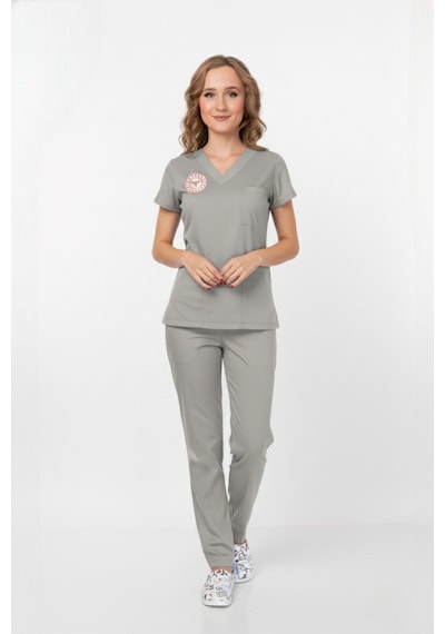 Unisex Gri Teknik Hizmetler Scrubs Üniforma Takım Neutral Gray Sağlık Bakanlığı Yeni Yön.uygun Gri