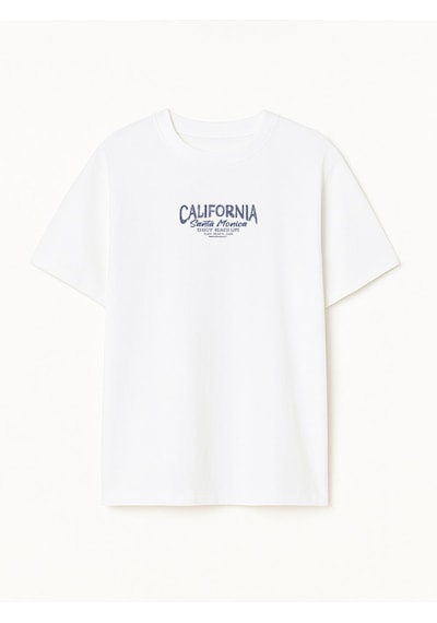 LTB California Baskılı Relaxed Beyaz T-shırt