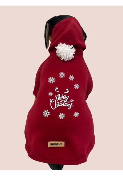 Kapişonlu Sweatshirt Köpek Ve Kedi Yılbaşı Kıyafeti - Yılbaşı Özel Noel Baba S Beden