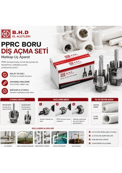 B.h.d El Aletleri-00402 Matkap Uç Aparat 2 Adet Pprc Boru Diş Açma