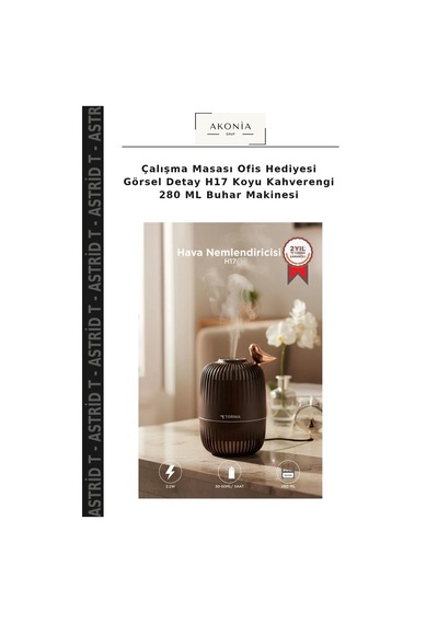 Çalışma Masası Ofis Hediyesi Görsel Detay H17 Koyu Kahverengi 280 Ml Buhar Makinesi