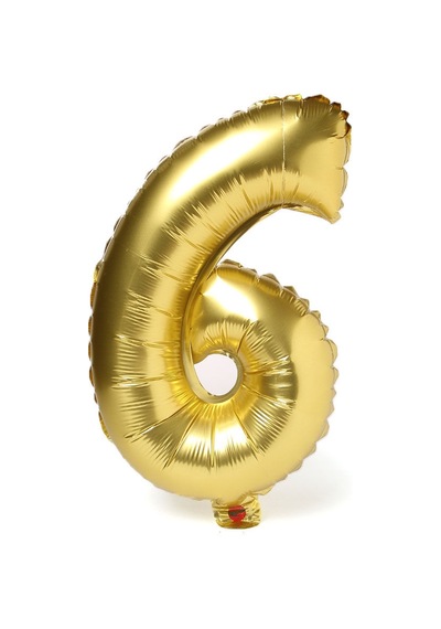 Rakam Folyo Balon Metalik Altın 6 Yaş Folyo Balon Metalik - 6 Yaş Balonu 100 Cm