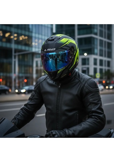 Ls2 Stream 2 Fury Kask Gökkuşağı Vizör Kask Mat Siyah Gri Neon Sarı