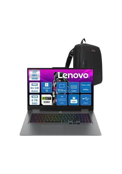 Lenovo LOQ 17IRX10 83JH009UTRP35 i7-13700HX 64 GB 6 TB SSD RTX5060 17.3" W11P Dizüstü Bilgisayar + Zetta Çanta