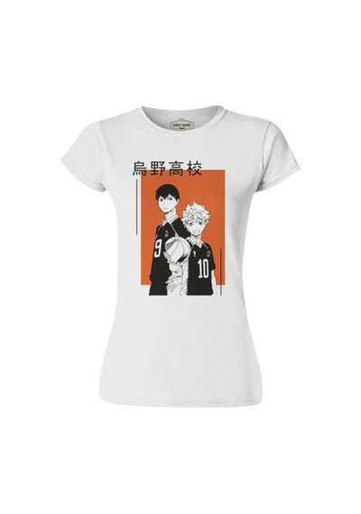 Haikyuu Karasuno Kagehina Beyaz Kadın Tshirt 001