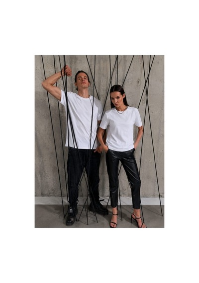 Butik İstanbul Unisex Kısa Kollu Bisiklet Yaka Basic Viskon Bluz Beyaz