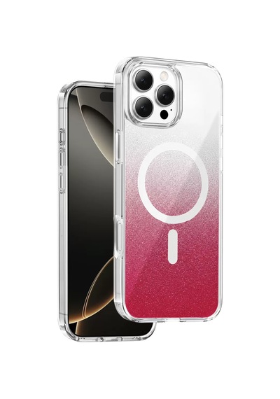 Onegif Apple İphone 16 Pro Max Sora Simli Magsafe Kapak - Kırmızı