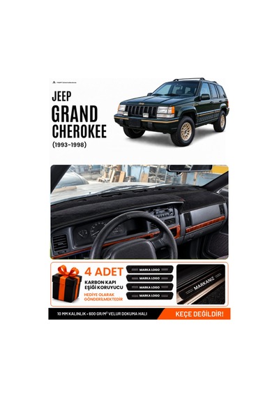 Jeep Grand Cherokee 1993-1998 Uyumlu Torpido Örtüsü, Torpido Kılıfı - Siyah - Ebz-trp-0222