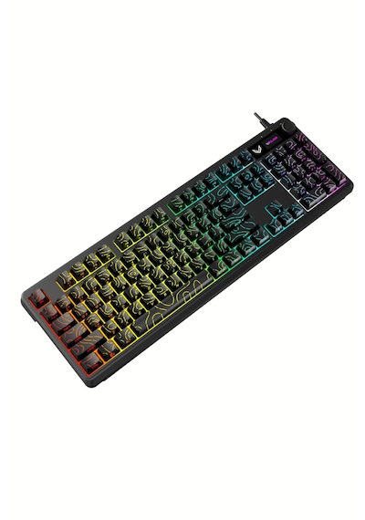 Terrain-x Grand Oyuncu Klavyesi 104 Tuş - Topografik Tasarım - Ses Kontrol Tekerleği - Rainbow