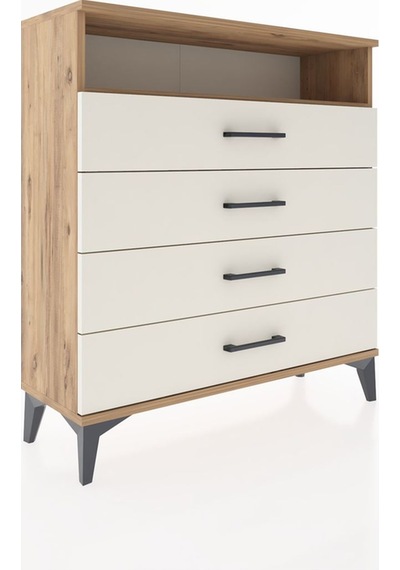 Arges Şifonyer Tek Raflı 4 Çekmeceli 88x30x96 Çam-aytaşı Çam