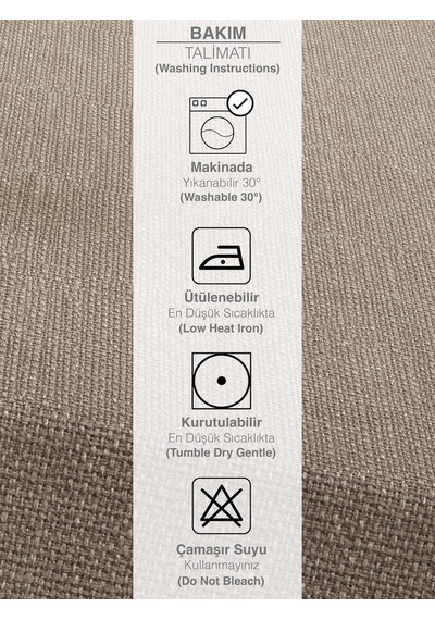 Br Perle Bej Keten Dokulu Masa Örtüsü