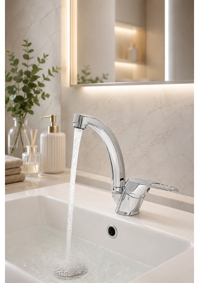 Lüx Robot Duş Seti Banyo Bataryası Lavabo-mutfak Bataryası 4 Lü Set Krom