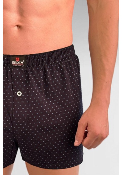 Erdem Lacivert Baskılı Desenli Penye Boxer 1400ylp Lacivert