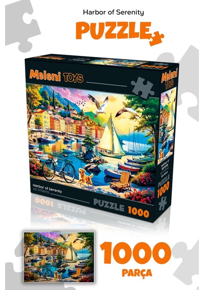 1000 Parça Harbor Of Serenity Puzzle - Limanda Sakinlik Ve Yelkenli Manzaralı Yapboz 68x48 Cm