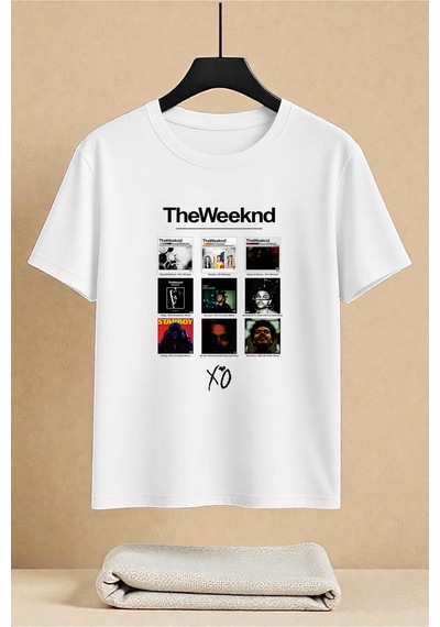 Uyguntarz Unisex The Weeknd Baskılı Tasarım Tshirt Beyaz