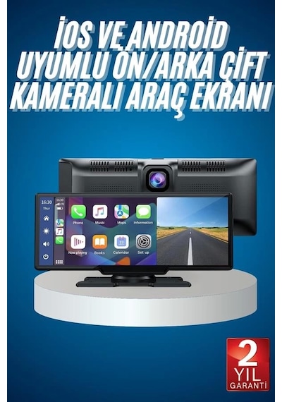 4k Ultra Araç İçi Ön Ve Arka Kameralı Ekran Hd 2 Kameralı Torpido Üstü Araç Multimedya