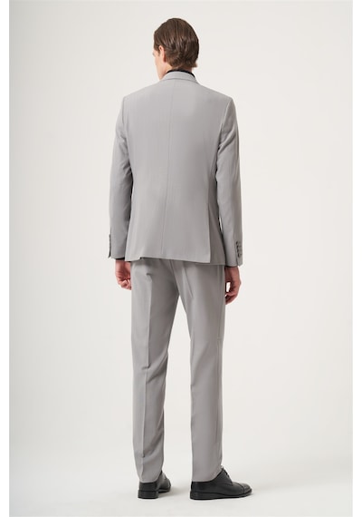 İmza Gri Mono Yaka 6 Drop Slim Fit Tam Astar Esnek Takım Elbise 1001260181