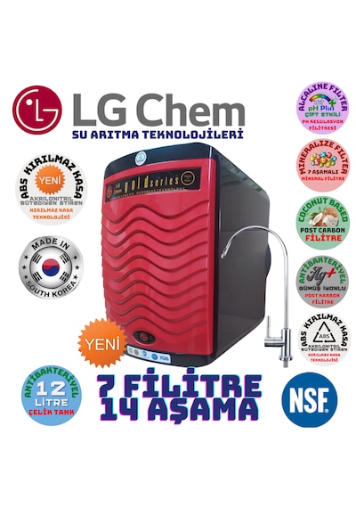 Lg Gold Siyah Kırmızı 12 Lt 7 Filtre 14 Aşama Su Arıtma Cihazı