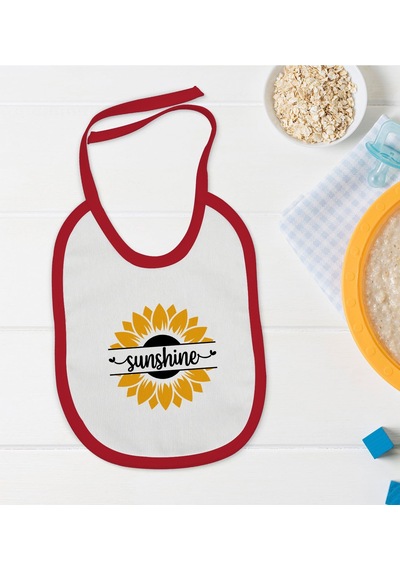 BK Kids Sunshine Tasarımlı Kırmızı Bebek Mama Önlüğü-1 Kırmızı