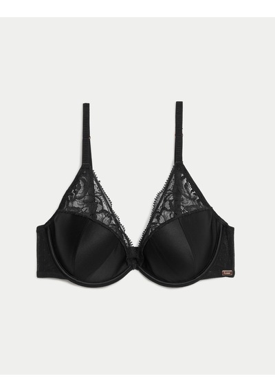 Marks & Spencer Dantel Detaylı İpek Plunge Sütyen T81006470D Siyah