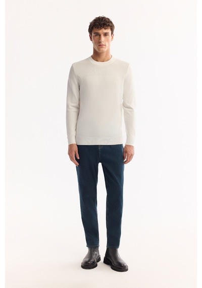 Avva Erkek Ekru Bisiklet Yaka Rayon Tüylenmeyen Dokulu Triko Regular Fit Kazak A52y5018