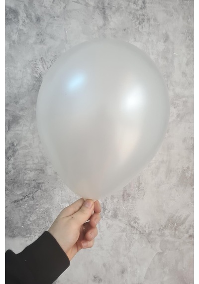 Metalik Beyaz Balon 12" 30 Cm Metalik Balon 10lu Paket Metalik Beyaz