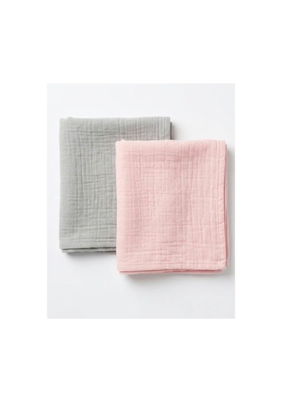 2 Li Paket 4 Katlı Müslin Bebek Battaniyesi 85x85 Cm - Bebek Örtüsü & Yeni Doğan Kundak - Somon& Yeşil - 911149327 Yeşil